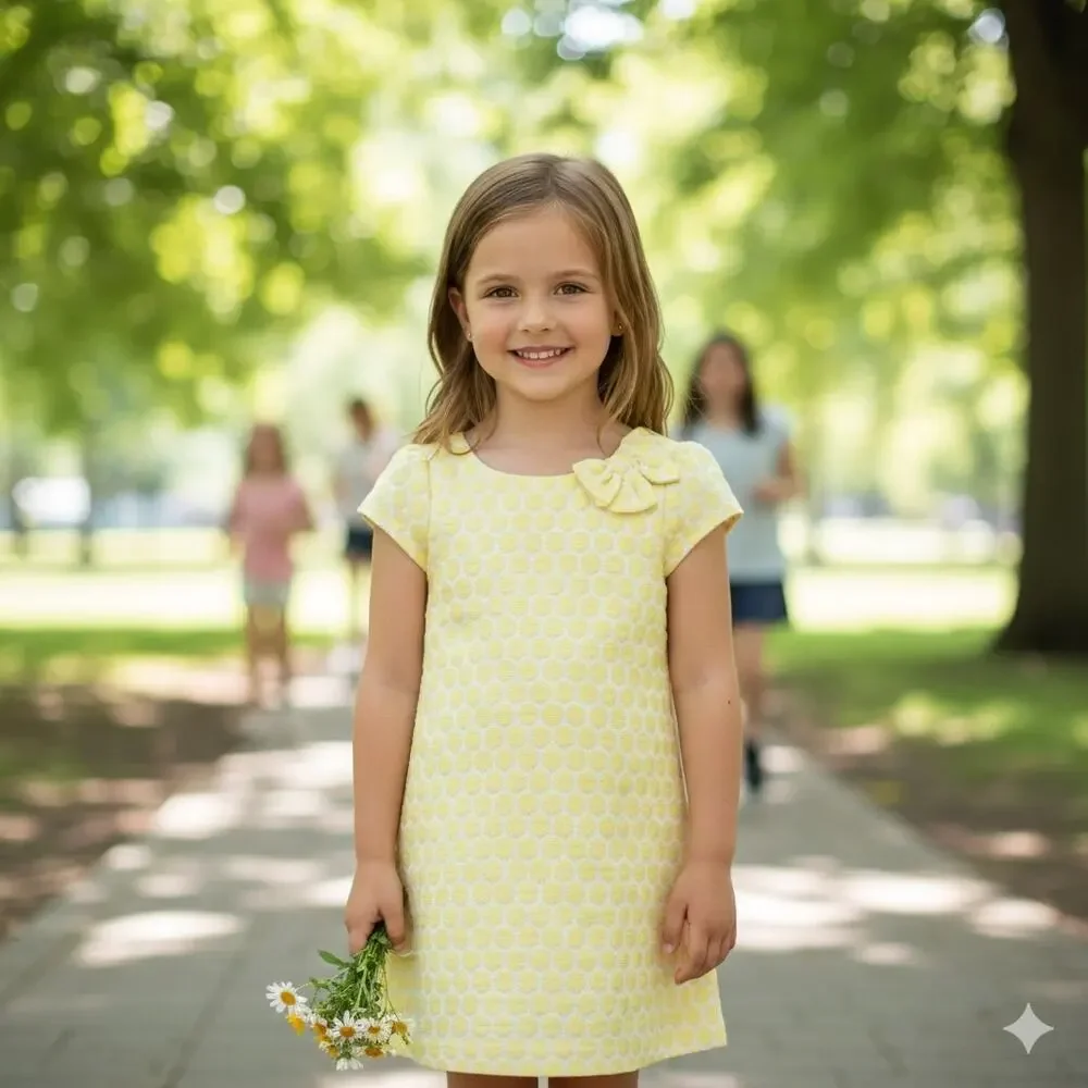 Gymboree Yellow Dot Occasion Short Sleeve Shift Dress 6